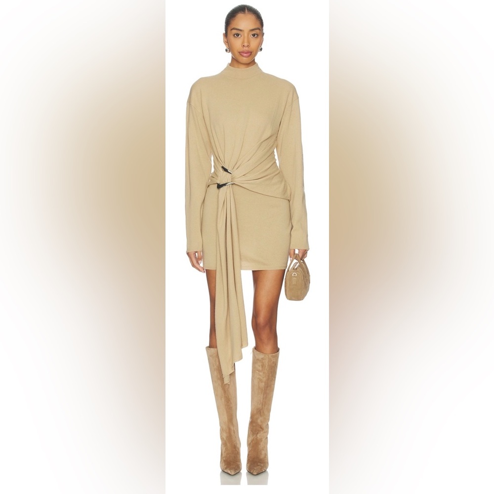 Chic Long Sleeve Tan Dress